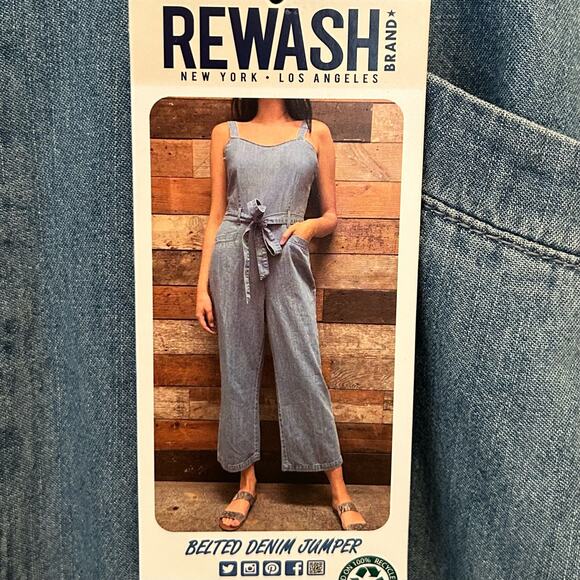 Rewash Denim Jeans Overalls Blue Wide Leg Overalls Jumpsuit Size M NWT - Picture 9 of 9